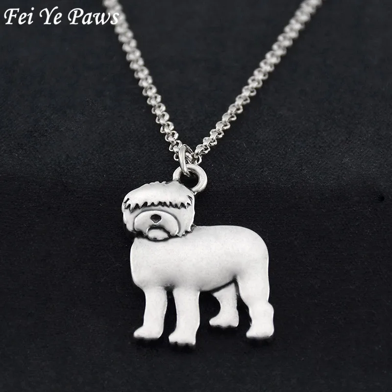 Vintage 3D Old English Sheepdog Pendant Stainless Steel Chain Necklace Colar Boho Dog Charm Necklaces For Women Men Best Gift