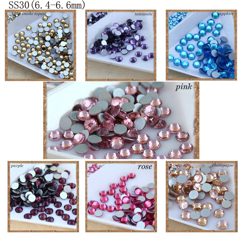 New crystal 288pcs/pack SS30 crystal clear color 6.5mm round glue on flatback M-foild non-hotfix rhinestone for Clothes