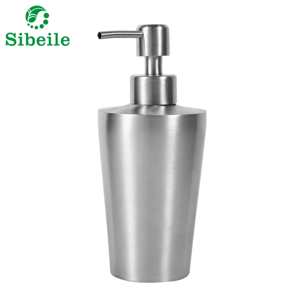 SBLE 350ml Liquid Soap Dispenser Cone Shaped Bathroom Shower Pump Lotion Dispenser Liquid Bottle 304 Stainless Steel free ship