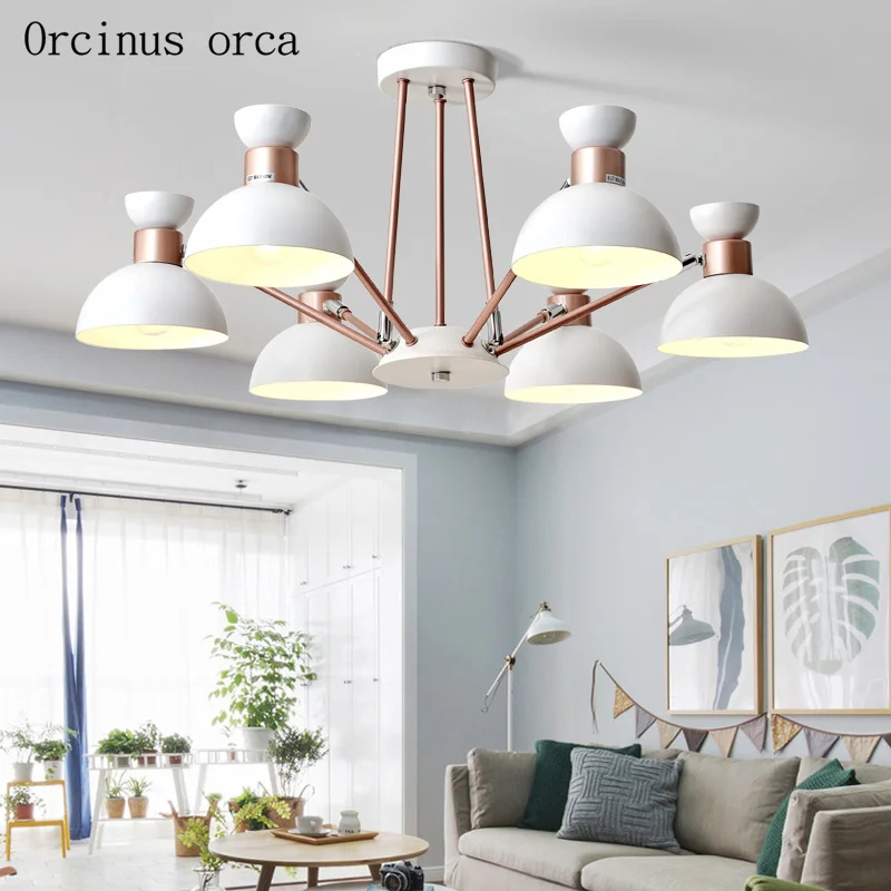 Nordic modern minimalist iron Chandelier living room bedroom creative personality candy color matching spider chandelier