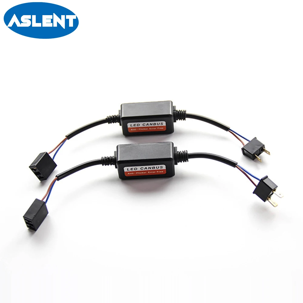 

ASLENT 2pcs Error Free Canbus Decoder Wiring for LED Car Headlight Bulb Kits Fog Lamps H4 H7 H1 H11 9006 9007 9005 Anti-Flicker