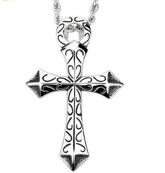 Büyük paslanmaz çelik 46*72mm boyutu kolye kolye Zinciri ile Erkek için Serin Hediyeler 4mm 22 inç halat zinciri