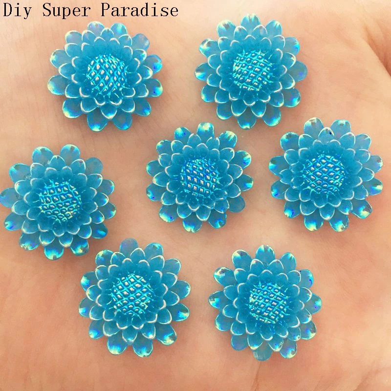 NEW 10PCS 20mm AB Resin Sunflower Stone Flatback Wedding Diy Design Resin Craft K40