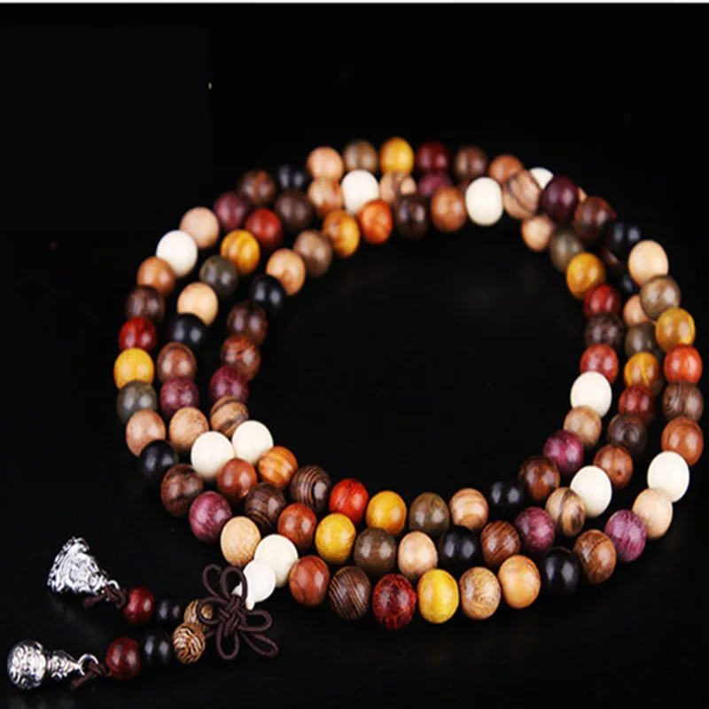 108pcs Variety of Sandalwood Tibetan Buddhist Prayer Beads Bracelets Buddha Mala Rosary Wooden Charm Bracelet Bangle Diy  Jewelr