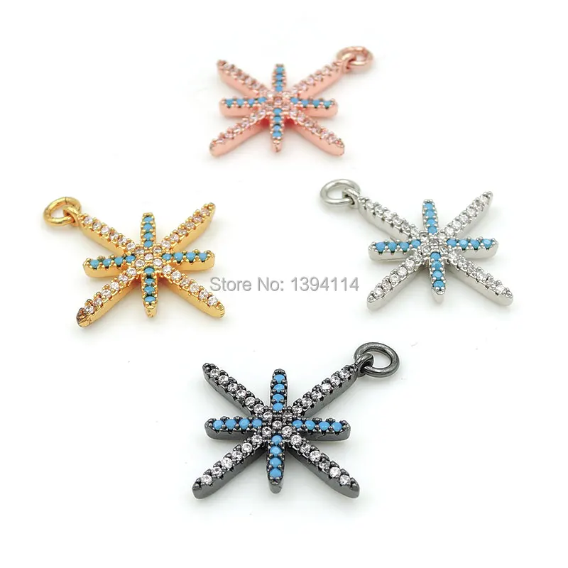 25*22*2mm Micro Pave Kallaite&Clear CZ Octangle Charm Fit For Making DIY Bracelets Or Necklaces Jewelry