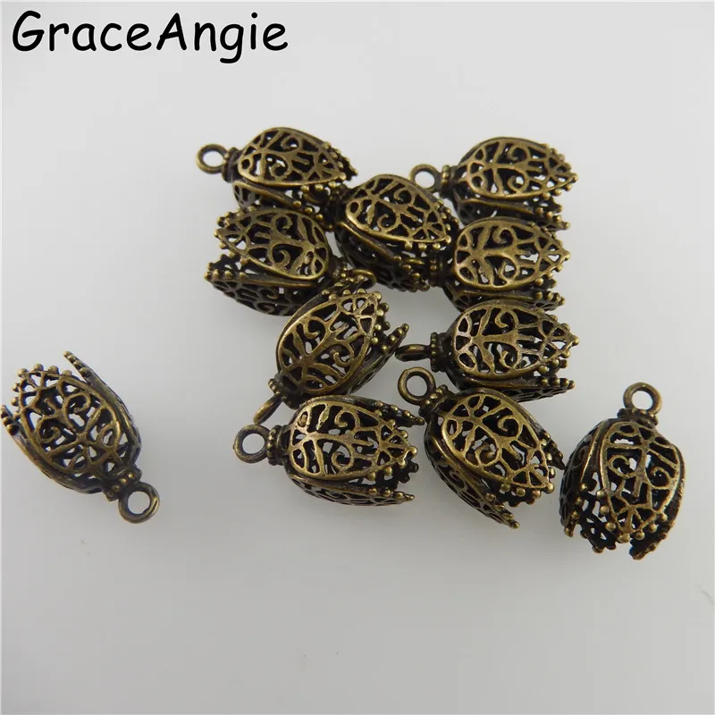 8Pieces Copper Antique Bronze Color Hollow-Pattern Pendant Finding 17*11*11MM 05745 Handmade Fashion Jewelry Charms GraceAngie