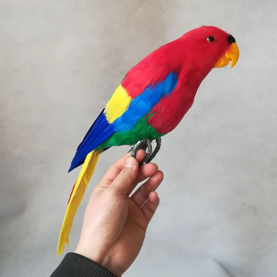 foam& feathers artificial bird large 45cm colourful red feathers parrot model toy,home garden decoration gift w0852