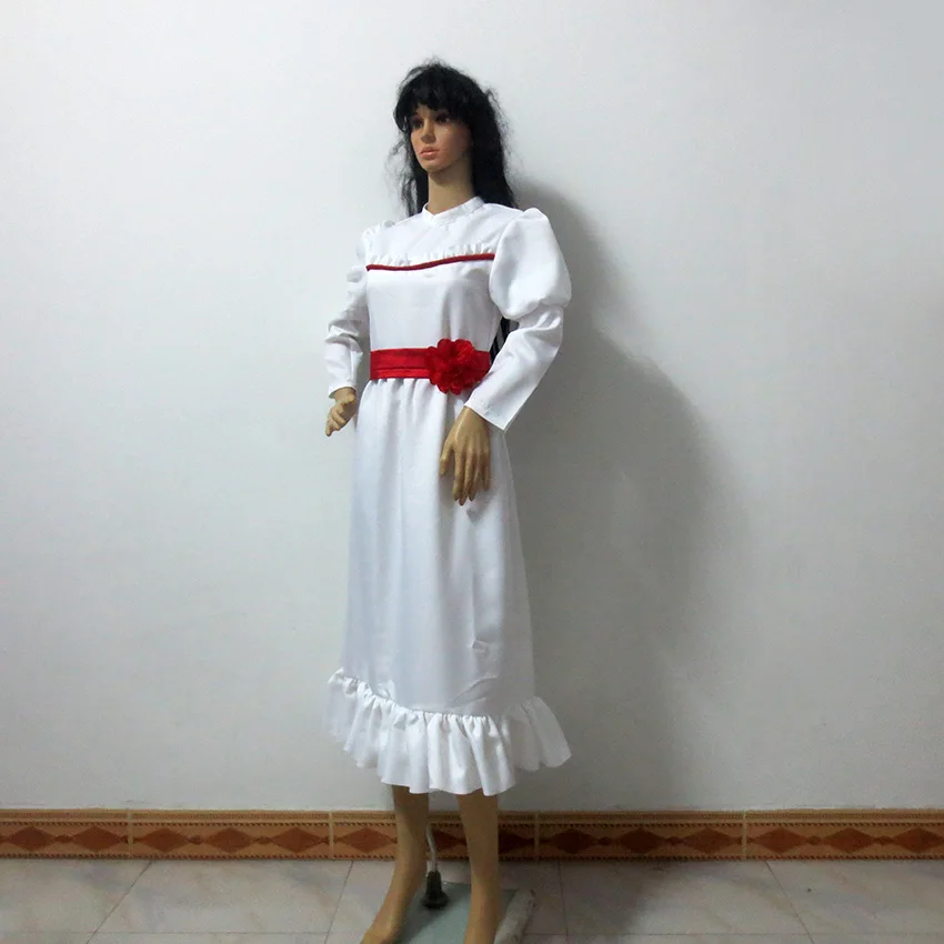 Movie Annabelle White Dress Long Sleeve Long Skirt Christmas Party Halloween Uniform Outfit Cosplay Costume Customize Any Size