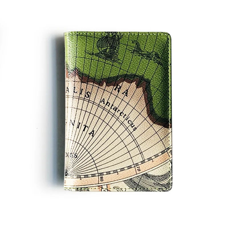 Vintage Soft Leather Map Men\'s Passport Cover Credit Card Holder Slim Organizer Travel Wallet For Female ID Card Case Protector