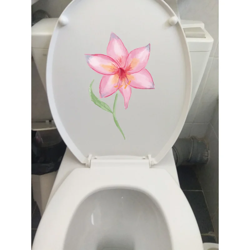 YOJA 15*23CM Hand-Painted Six-Petal Flower Cartoon Wall Sticker Kids Room Toilet WC Decor T1-0470