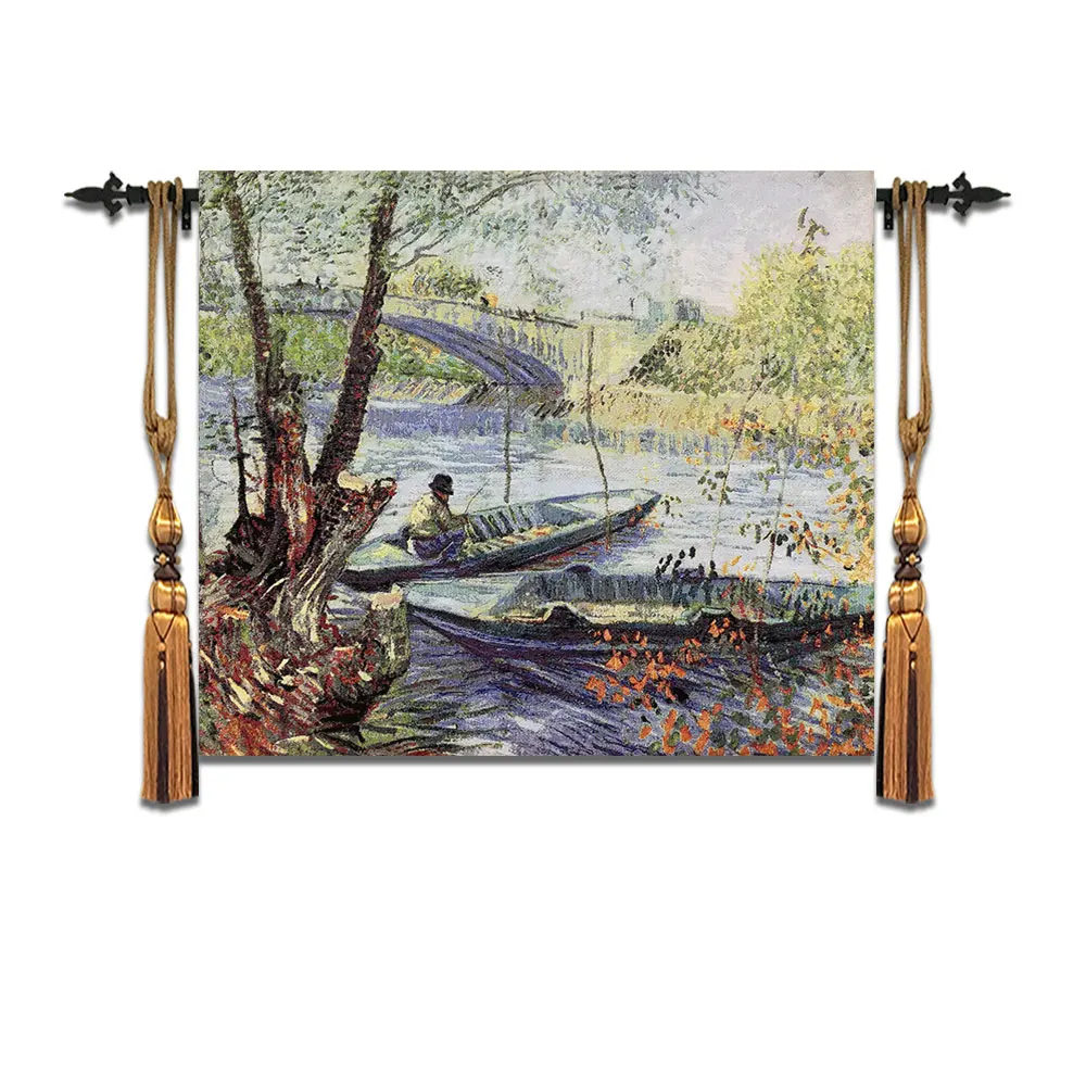 high quality Belgian hanging tapestries van Gogh painting tapestries boutique decorative study bedroom paintings fabric Angler