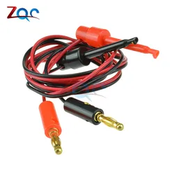 1 Pair 4mm Banana Plug to Test Hook Clip Lead Cable Gold Plated For Multimeter Test Lead Cable Equipment Connector