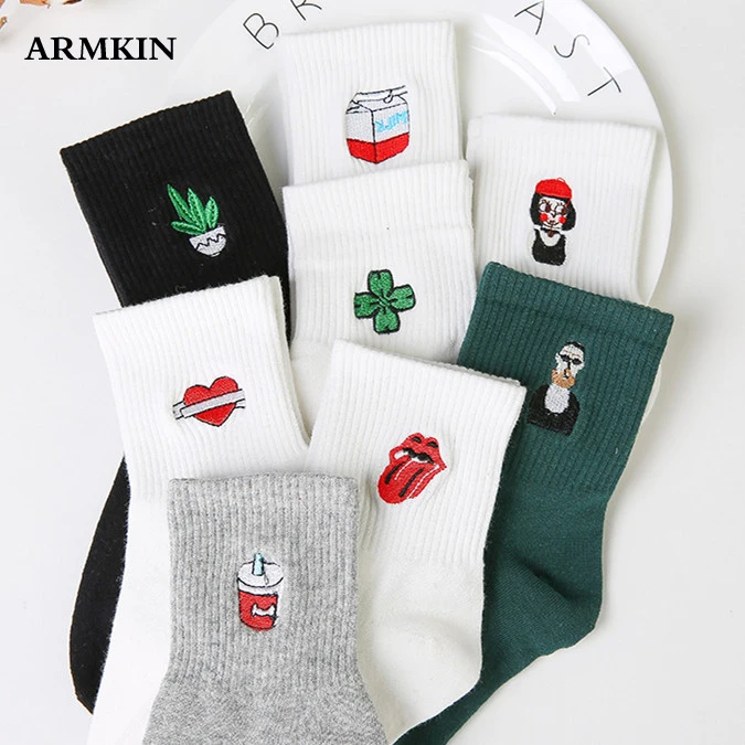 ARMKIN Casual japanese cartoon socks women  Four Leaf Clover cactus Rose heart girls socks cotton Comic socks christmas socks