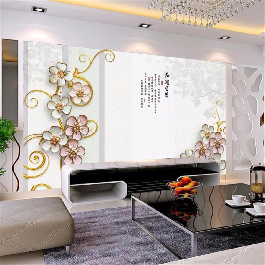 

beibehang Large wallpapers custom fresco 3d jewels flower blooming rich TV background wall papers home decor 3d papel de parede