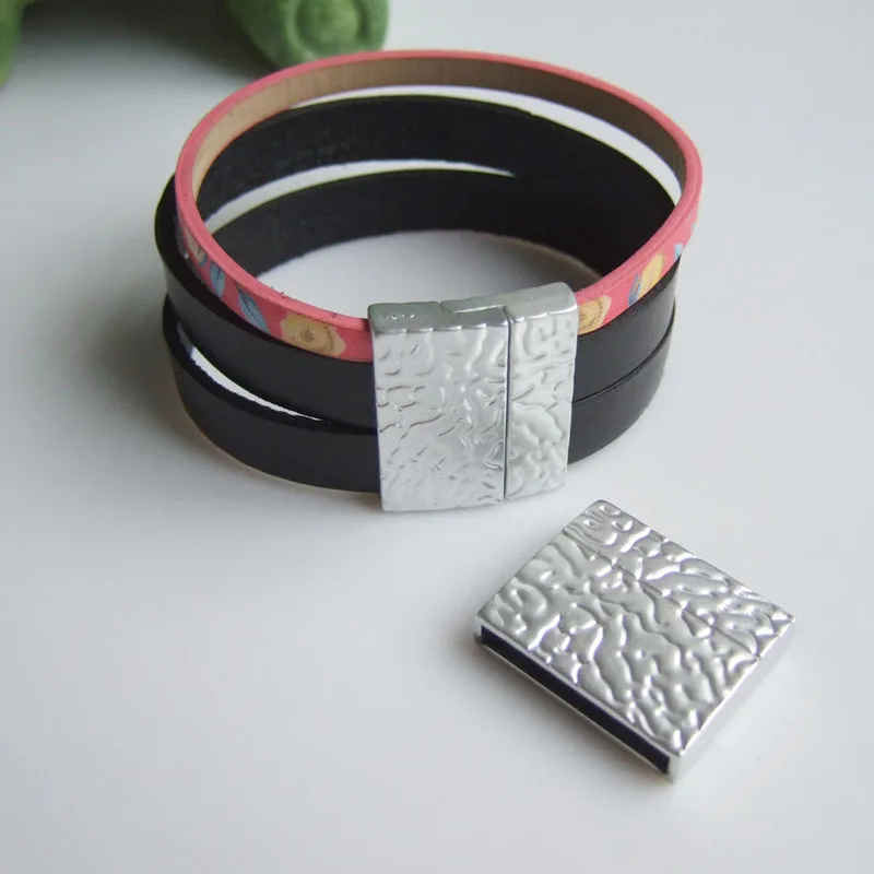 3Sets Bright/Matte Strong Magnetic Clasp Fit 25*3mm Flat Leather Cords Jewelry Fittings