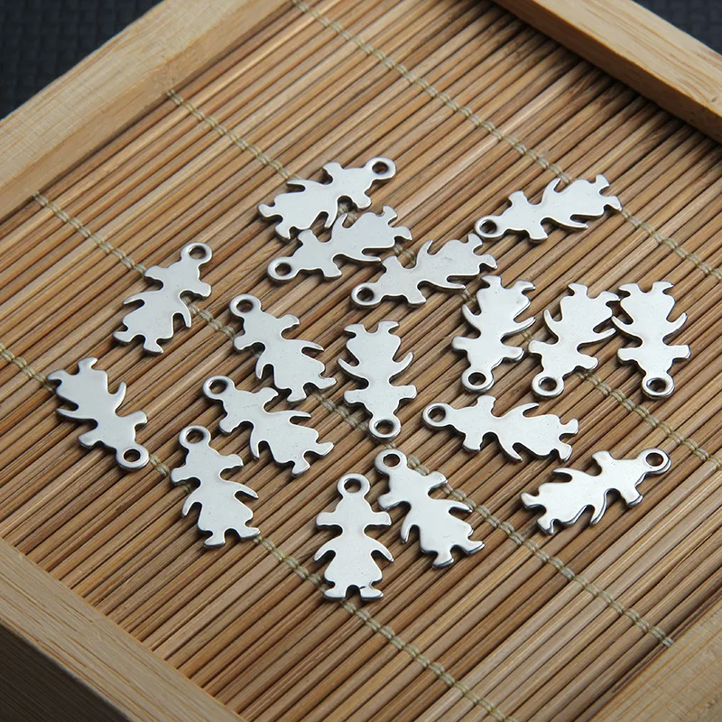 20pcs/bag 16x8mm Stainless Steel Metal Girl Kids Charms Pendants for Necklace Bracelets Earrings Jewelry Making DIY Findings