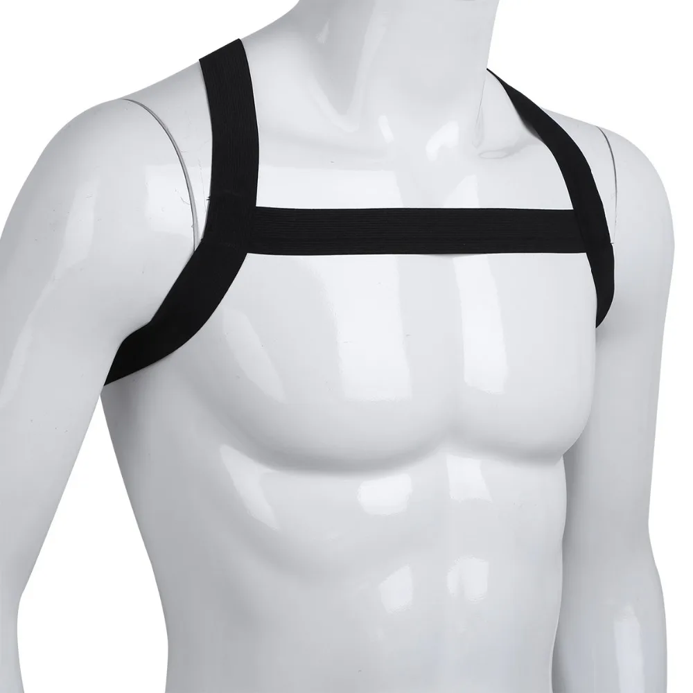 TiaoBug Hot Mans X-Shape Back Elastic Shoulder Chest Muscle Harness Belt Punk Costume Strap For Exercise or club Free Size