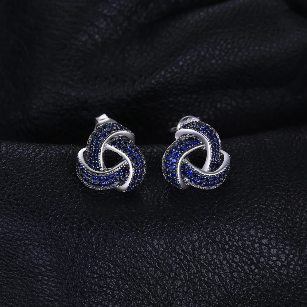 JewelryPalace Flower Knot Created Blue Spinel 925 Sterling Silver Stud Earrings for Woman Fashion Gemstone Jewelry Birthday Gift