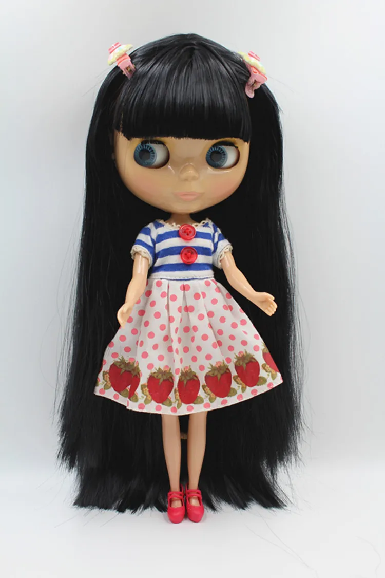 

Blygirl Doll Black straight hair Blyth Doll body Fashion Can refit makeup Fashion doll Wheat muscle