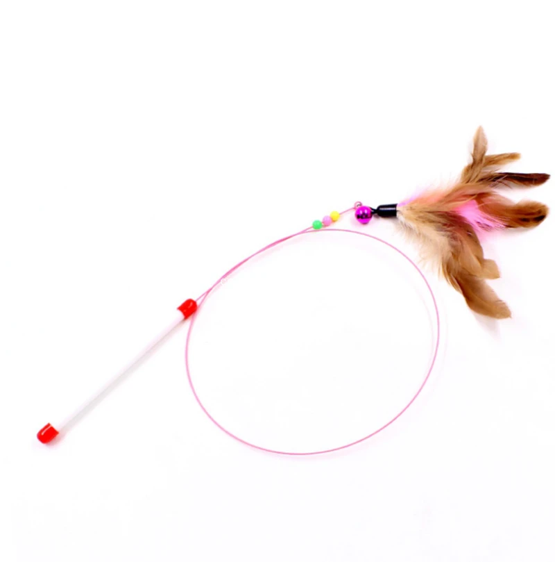 

200pcs New Design Cat Toy Hot Gift Funny Cat Kitten Pet Teaser Feather Wire Chaser Pet Toy Wand Beads Play