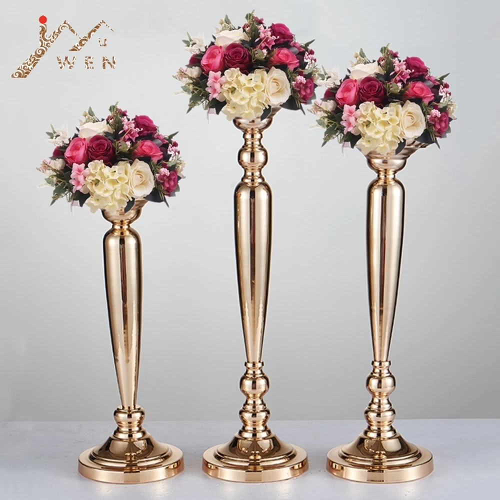 

IMUWEN 10 PCS Classic Metal Candle Holders Wedding Table Road Lead Event Party Centerpiece Flower Vase Rack Home Decoration