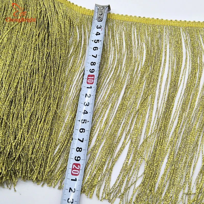 CHENGBRIGHT 1Yards 20cm Wide Silver Lace Fringe Trim Tassel Fringe Trimming For Latin Dress Stage Clothes Accessorie Lace Ribbon