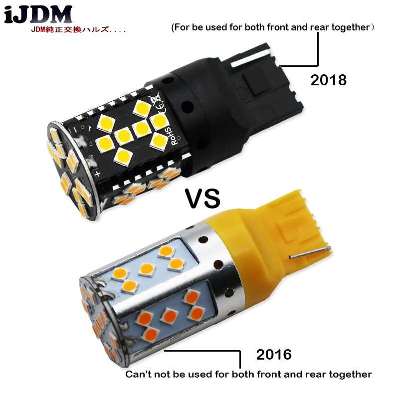 iJDM Canbus Error Free 7440 LED No Hyper Flash 21W Amber yellow W21W T20 LED Replacement Bulbs For Car Turn Signal Lights,12v