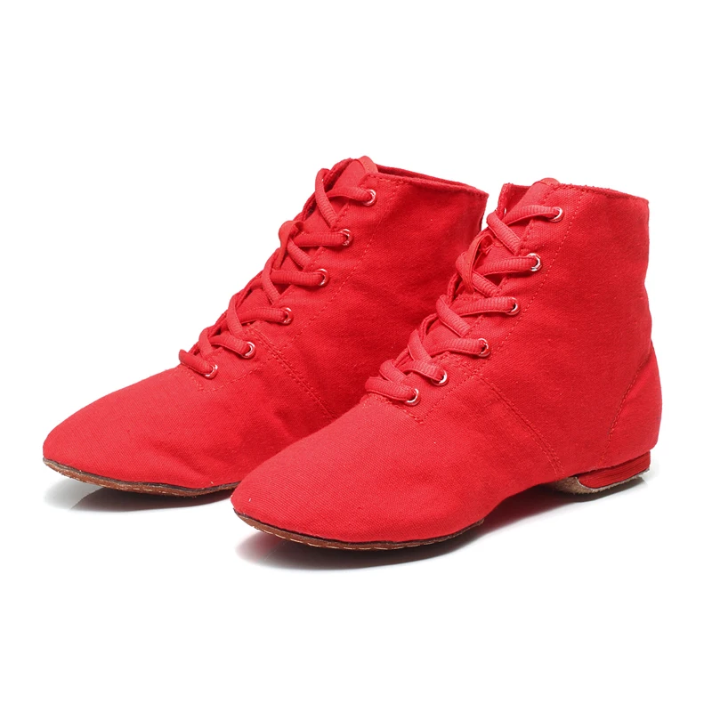 Zapatos de baile de Jazz para hombre y mujer, botas con cordones, zapatillas de Jazz para niños, zapatos de baile, botas de Jazz de lona o cuero,