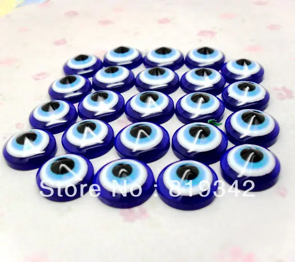 Free Shipping 200pcs Dark Blue Colour Resin Flatback Evil Eye Kabbalah Cabochon Beads 12mm