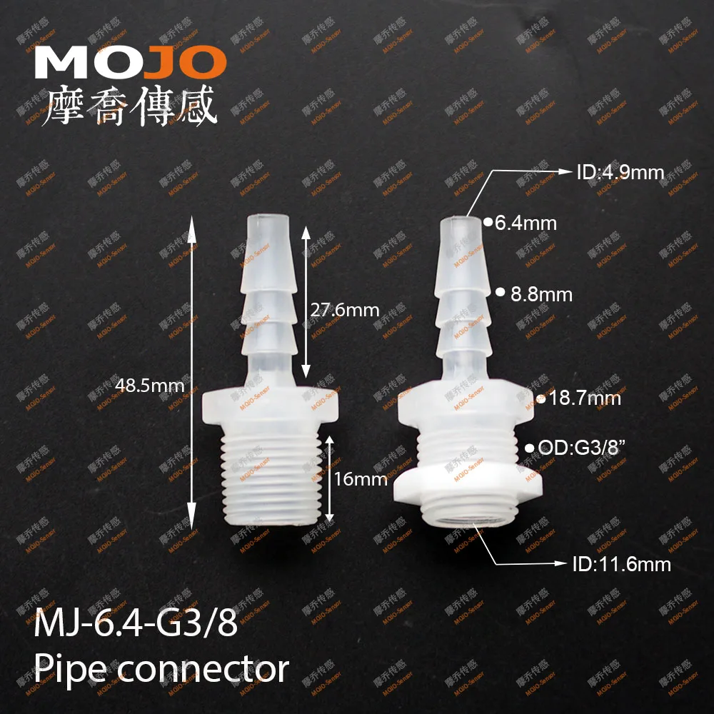 MJ-6.4-G3/8 water fittings :one side be bared type,one side is male thread water fittings (100PCS/LOTS)