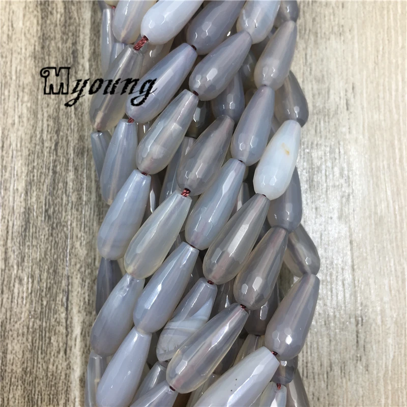 6*16mm Hot Sale Teardrop Grey Agates Beads, Faceted Gem Stone Jewelry Making Beads, MY1591