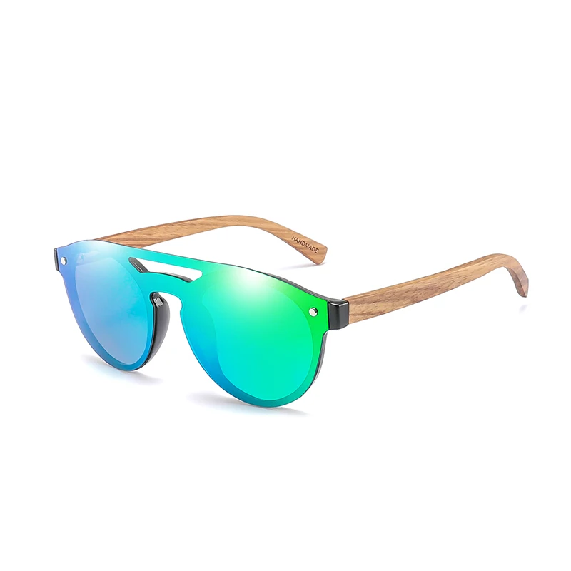 Rimless Wood Sunglasses For Women and Men Polarized Sun Glass With Triangle Folded Wooden Grain Case 1506