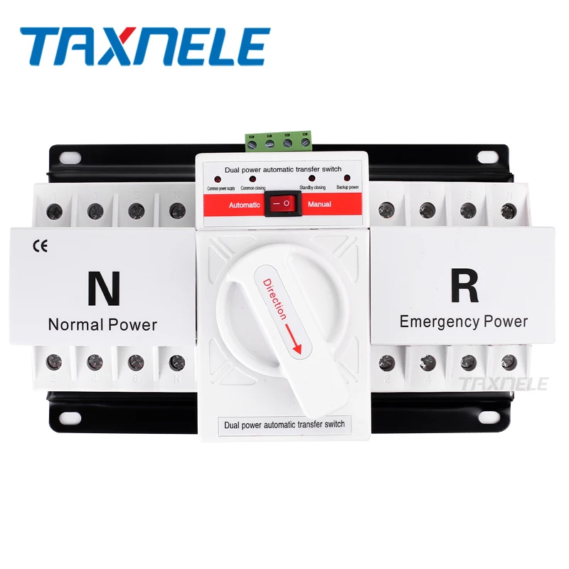 قاطع دارة صغير ATS 2P 4P 63A 230V 380V ، مفتاح التحويل التلقائي ثنائي الطاقة ، مفتاح التحويل التلقائي