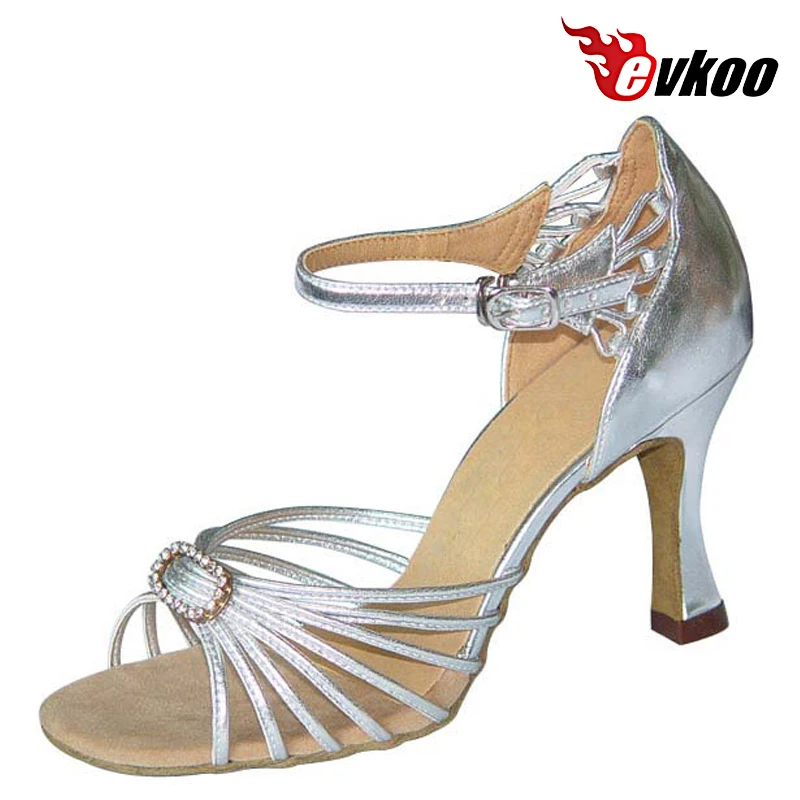 Evkoodance-Sapatos de Dança Latinos para Mulheres, Sapatos Senhora, Salto de 7cm, PU com Fivela de Cristal, Festa, OEM, Evkoo-202