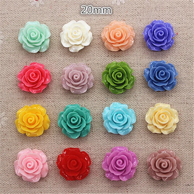 30pcs 20mm Resin Flowers Flat Back Cabochon DIY Jewelry/ Craft Decoration(No hole)