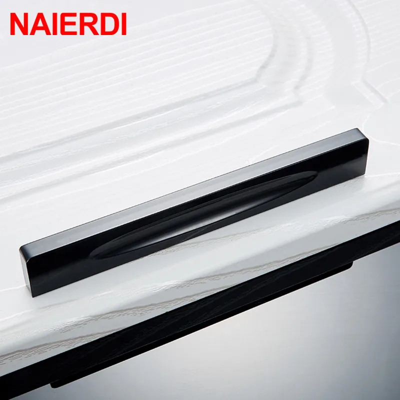 NAIERDI Aluminium Alloy Cabinet Handles Kitchen Knob Door Pull Handle Drawer Pulls Modern Cupboard Knobs 64mm/96mm/128mm