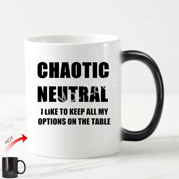 Novelty Funny Gamer Magic Mug Chaotic Neutral Coffee Tea Cups RPG RTS Card Gaming Mugs Heat Sensitive Game Gifts Ceramic 11oz