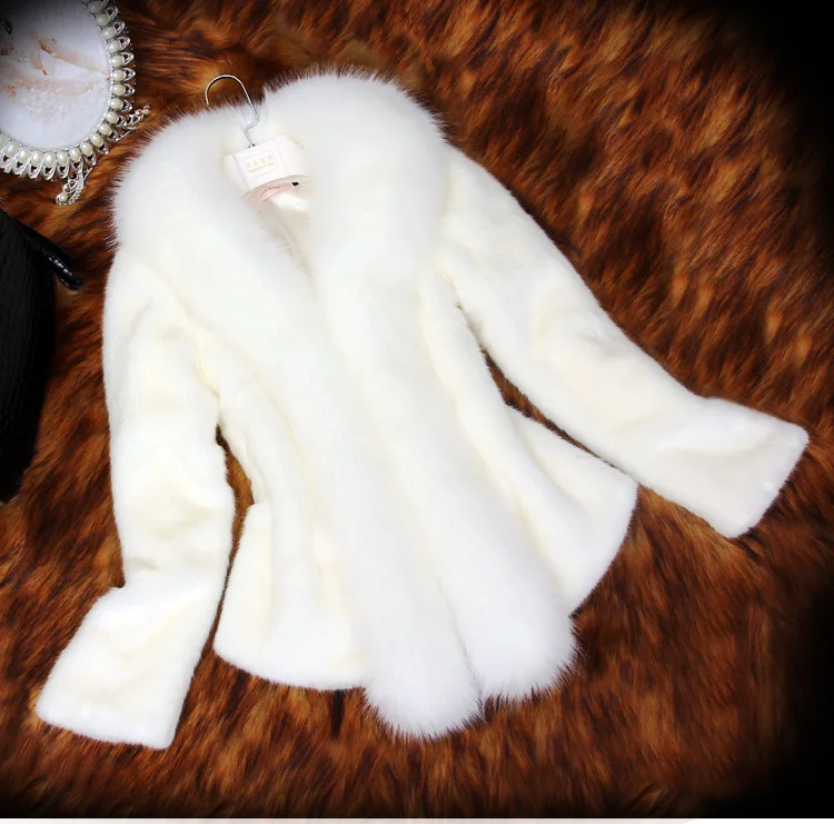 

faux fur autumn and winter new fashion slim plus size solid color female women's clothing mink fur coat short design