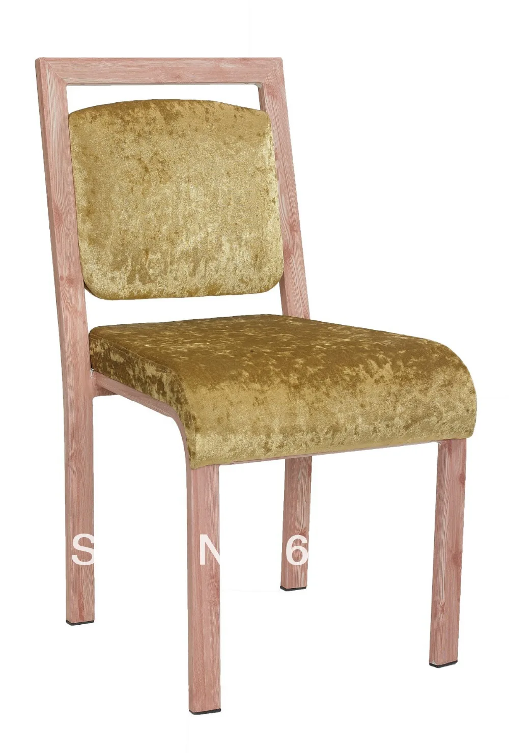 Stackable wood grain Aluminum banquet chair,heavy duty fabric with high rub resistance,comfortable