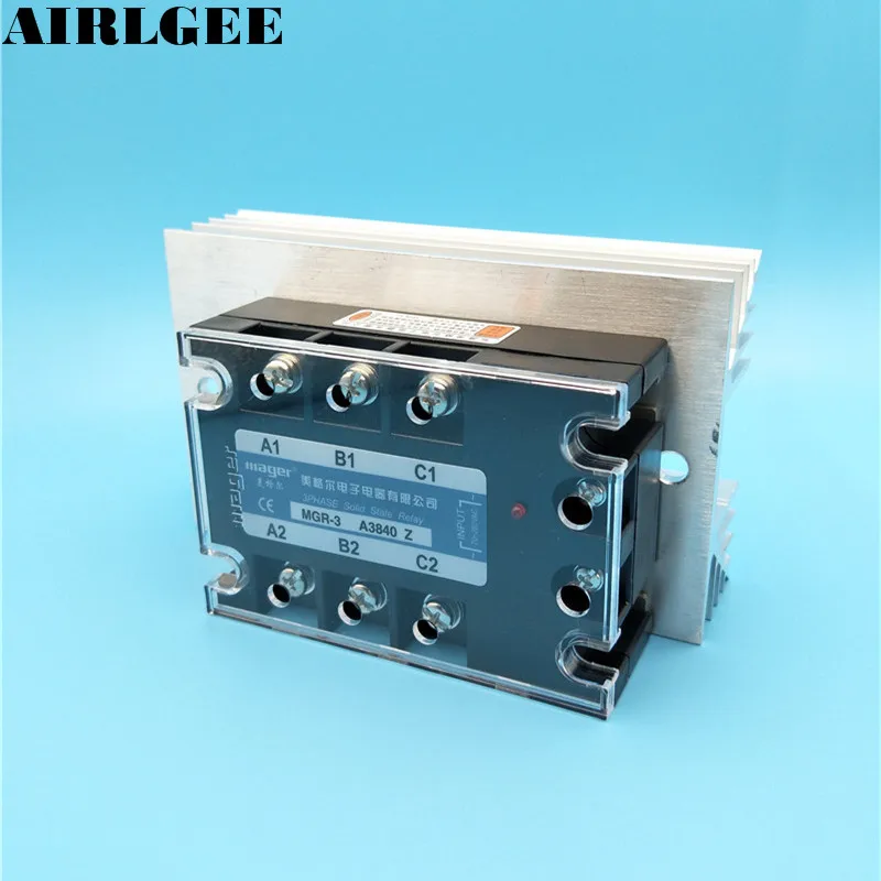 

High quality SSR AC-AC 70-280VAC Control 380VAC 40A 3 Phase Solid State Relay wtih Heat Sink