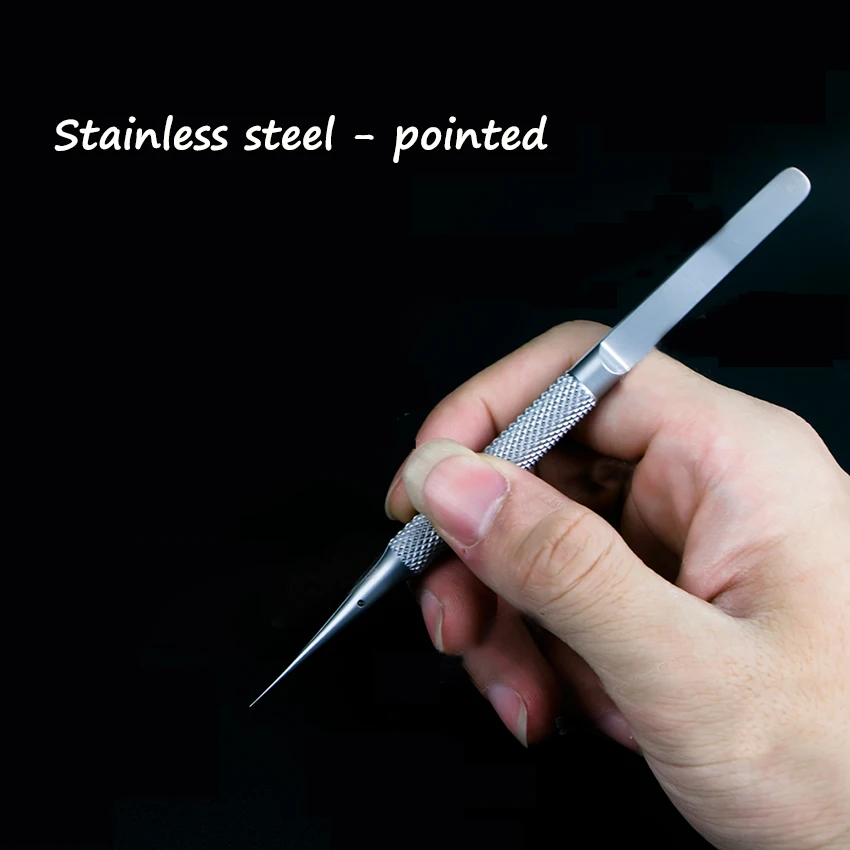 Pinset Lurus atau Siku Pinset Sidik Jari Garis Terbang Aloi Titanium untuk Telepon Kabel Tembaga Jepit Perbaikan Kabel Jumper 0.15MM