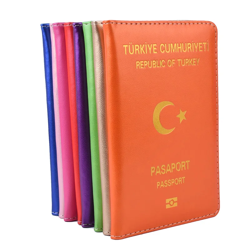 Turkey Passport Holder PU Leather Covers for Turks Men Women Passports Organizer for Travelling