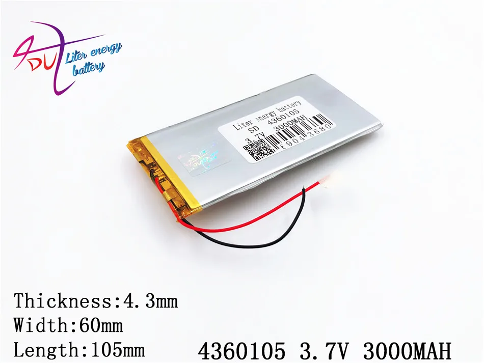 Liter energy battery The tablet 4360105 3.7V 3000MAH 4060105 Universal Li-ion battery for tablet pc 7 inch 8 inch 9 inch