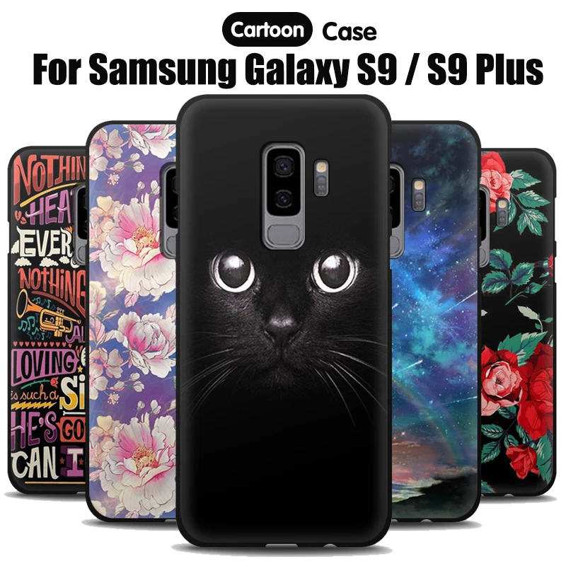 JURCHEN For Samsung S 9 S9Plus Soft Silicone Case For Samsung Galaxy S9 Plus Case Cover Cute Cartoon Phone Bags Back Coque Capa