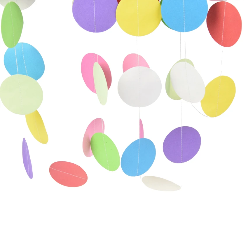 400cm Colorful Round Card Paper Wedding Party Decoration Garland Handmade Children Room Wall Hangings Props Decoration