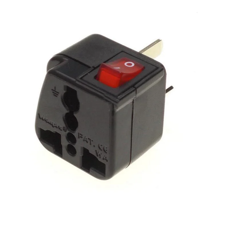 الاتحاد الأوروبي الولايات المتحدة المملكة المتحدة الاتحاد الافريقي العالمي قابس طاقة محول محول السفر مع المفتاح الرئيسي LED تحويل العالم التوصيل الأسود