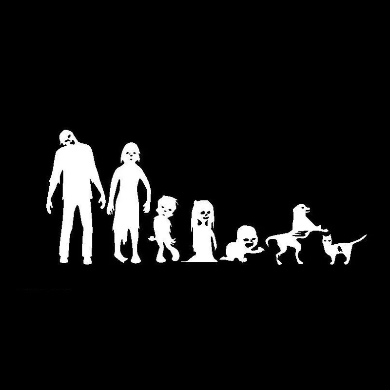 YJZT 18*7.5CM ZOMBIE Stick Figure Family Funny Decal Car Sticker Accessories Black/Silver Vinyl Car-styling S8-1253