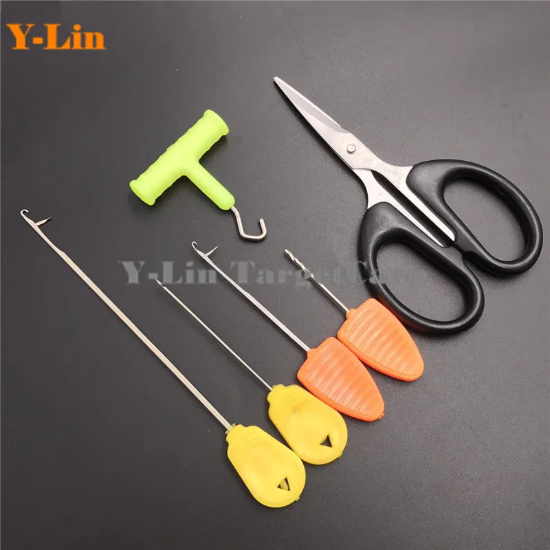 6pcs Carp Fishing Tools Baiting Needles Boilie Bait Drill Scissors Knot Puller Splicing Needle Accessories Of Carp Fishing