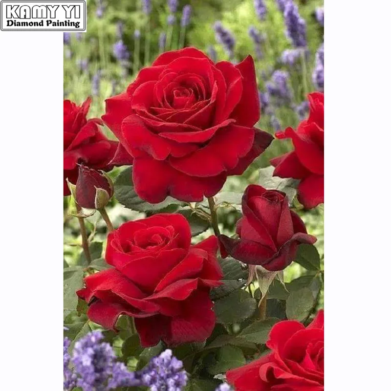 

DIY 5D 100% Full Square Diamond Embroidery Red Rose Flowers Diamond Painting Cross-stitch Rhinestone Mosaic Decor New Year Gifts