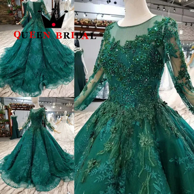 

Real Photos 2021 Vestido De Festa Lace Sequins Beading Evening Dress Robe De Soiree Long Sleeves Lady Evening Gown EV120